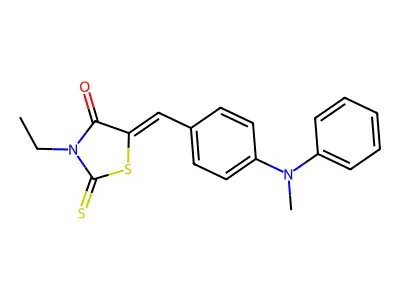 3-Ethyl-5-(4-(methyl(phenyl)amino)benzylidene)-2-thioxothiazolidin-4-one structure
