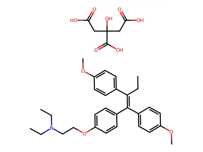 2-(p-(1,2-Bis(p-methoxyphenyl)-1-butenyl)phenoxy)triethylamine citrate structure
