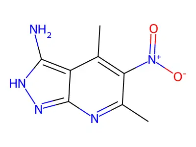 4,6-dimethyl-5-nitro-1H-pyrazolo[3,4-b]pyridin-3-amine structure