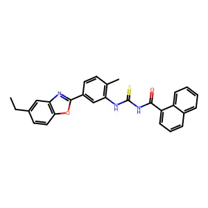 N-[[5-(5-ethyl-1,3-benzoxazol-2-yl)-2-methylphenyl]carbamothioyl]naphthalene-1-carboxamide structure