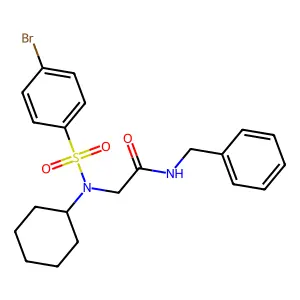 N-benzyl-2-[(4-bromophenyl)sulfonyl-cyclohexylamino]acetamide structure