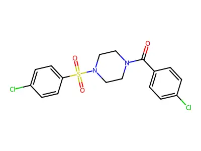 (4-Chlorophenyl)-[4-(4-chlorophenyl)sulfonylpiperazin-1-yl]methanone structure