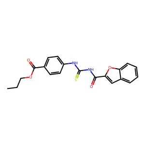 Propyl 4-{[(1-benzofuran-2-ylcarbonyl)carbamothioyl]amino}benzoate structure