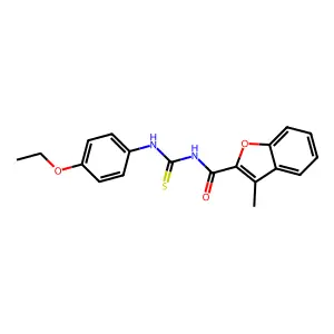 N-[(4-ethoxyphenyl)carbamothioyl]-3-methyl-1-benzofuran-2-carboxamide structure