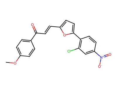 (E)-3-[5-(2-chloro-4-nitrophenyl)furan-2-yl]-1-(4-methoxyphenyl)prop-2-en-1-one structure