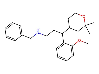 N-benzyl-3-(2,2-dimethyloxan-4-yl)-3-(2-methoxyphenyl)propan-1-amine structure