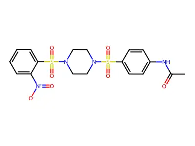 N-[4-[4-(2-nitrophenyl)sulfonylpiperazin-1-yl]sulfonylphenyl]acetamide structure