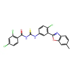 2,4-dichloro-N-[[4-chloro-3-(6-methyl-1,3-benzoxazol-2-yl)phenyl]carbamothioyl]benzamide structure