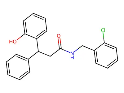 N-(2-chlorobenzyl)-3-(2-hydroxyphenyl)-3-phenylpropanamide structure