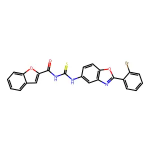 N-[[2-(2-bromophenyl)-1,3-benzoxazol-5-yl]carbamothioyl]-1-benzofuran-2-carboxamide structure