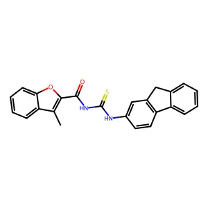 N-(9H-fluoren-2-ylcarbamothioyl)-3-methyl-1-benzofuran-2-carboxamide structure