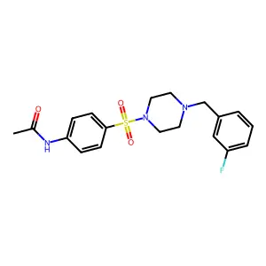 N-[4-[4-[(3-fluorophenyl)methyl]piperazin-1-yl]sulfonylphenyl]acetamide structure