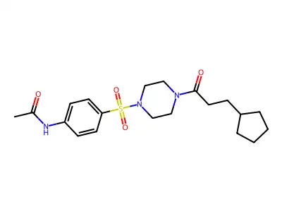 N-[4-[4-(3-cyclopentylpropanoyl)piperazin-1-yl]sulfonylphenyl]acetamide structure