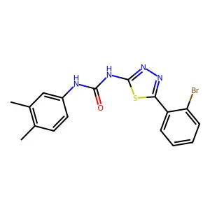 N-[5-(2-bromophenyl)-1,3,4-thiadiazol-2-yl]-N'-(3,4-dimethylphenyl)urea structure