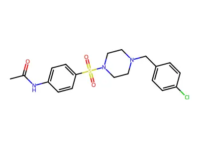N-[4-[4-[(4-chlorophenyl)methyl]piperazin-1-yl]sulfonylphenyl]acetamide structure