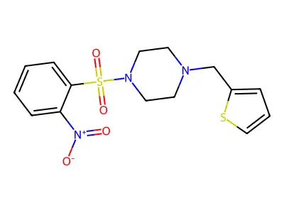 1-(2-Nitrophenyl)sulfonyl-4-(thiophen-2-ylmethyl)piperazine structure