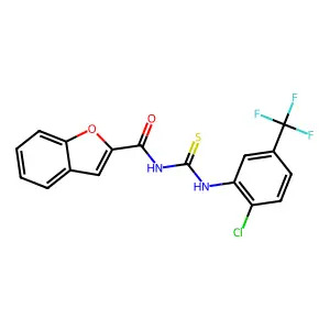 N-[[2-chloro-5-(trifluoromethyl)phenyl]carbamothioyl]-1-benzofuran-2-carboxamide structure