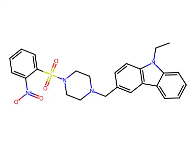9-Ethyl-3-[[4-(2-nitrophenyl)sulfonylpiperazin-1-yl]methyl]carbazole structure