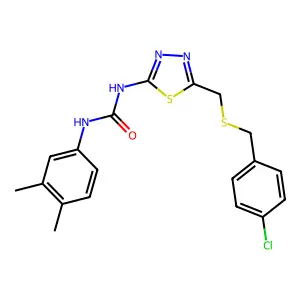 1-(5-{[(4-chlorobenzyl)sulfanyl]methyl}-1,3,4-thiadiazol-2-yl)-3-(3,4-dimethylphenyl)urea structure