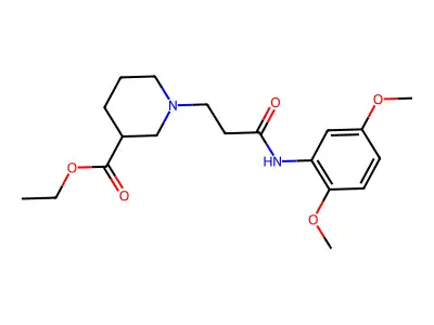 Ethyl 1-[3-(2,5-dimethoxyanilino)-3-oxopropyl]-3-piperidinecarboxylate structure