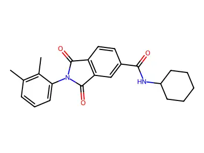 N-cyclohexyl-2-(2,3-dimethylphenyl)-1,3-dioxoisoindole-5-carboxamide structure