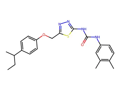 1-(5-{[4-(butan-2-yl)phenoxy]methyl}-1,3,4-thiadiazol-2-yl)-3-(3,4-dimethylphenyl)urea structure