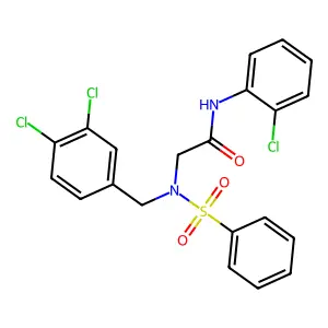 2-[benzenesulfonyl-[(3,4-dichlorophenyl)methyl]amino]-N-(2-chlorophenyl)acetamide structure