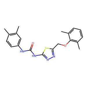 1-[5-[(2,6-dimethylphenoxy)methyl]-1,3,4-thiadiazol-2-yl]-3-(3,4-dimethylphenyl)urea structure