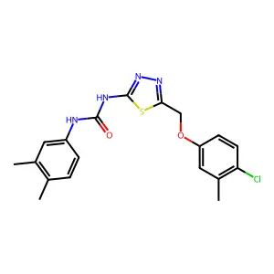 1-{5-[(4-chloro-3-methylphenoxy)methyl]-1,3,4-thiadiazol-2-yl}-3-(3,4-dimethylphenyl)urea structure