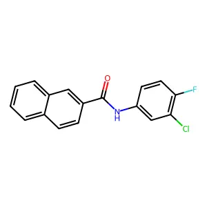 N-(3-chloro-4-fluorophenyl)naphthalene-2-carboxamide structure