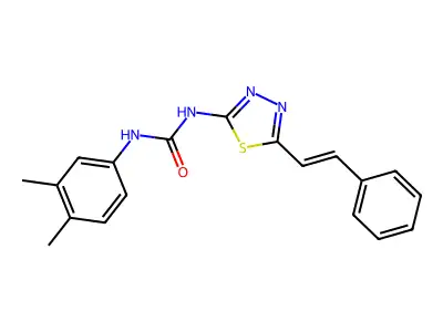 1-(3,4-dimethylphenyl)-3-{5-[(E)-2-phenylethenyl]-1,3,4-thiadiazol-2-yl}urea structure