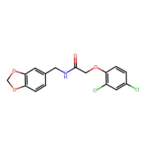 N-(1,3-benzodioxol-5-ylmethyl)-2-(2,4-dichlorophenoxy)acetamide structure