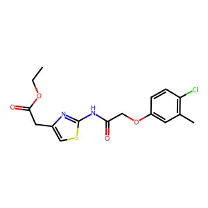 Ethyl (2-{[(4-chloro-3-methylphenoxy)acetyl]amino}-1,3-thiazol-4-yl)acetate structure