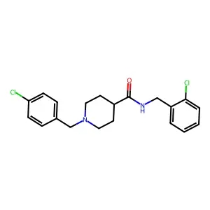 N-[(2-chlorophenyl)methyl]-1-[(4-chlorophenyl)methyl]piperidine-4-carboxamide structure