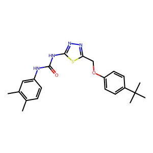 1-{5-[(4-tert-butylphenoxy)methyl]-1,3,4-thiadiazol-2-yl}-3-(3,4-dimethylphenyl)urea structure