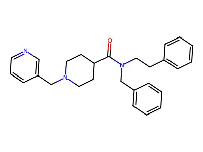 N-benzyl-N-(2-phenylethyl)-1-(pyridin-3-ylmethyl)piperidine-4-carboxamide structure
