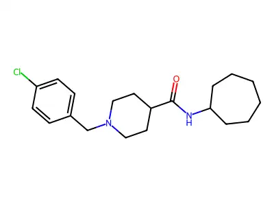 1-(4-chlorobenzyl)-N-cycloheptylpiperidine-4-carboxamide structure