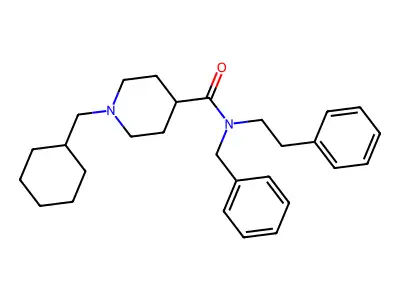 N-benzyl-1-(cyclohexylmethyl)-N-(2-phenylethyl)piperidine-4-carboxamide structure