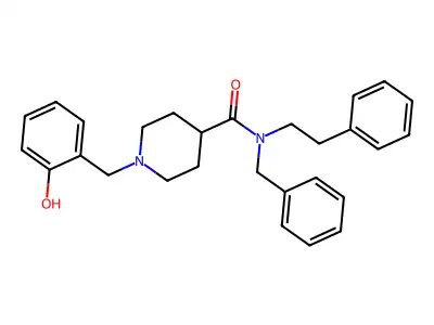 N-benzyl-1-(2-hydroxybenzyl)-N-(2-phenylethyl)piperidine-4-carboxamide structure