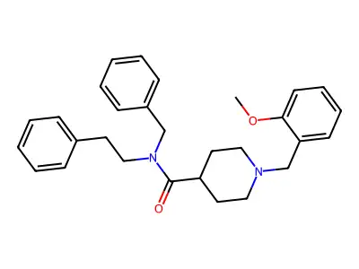 N-benzyl-1-(2-methoxybenzyl)-N-(2-phenylethyl)piperidine-4-carboxamide structure