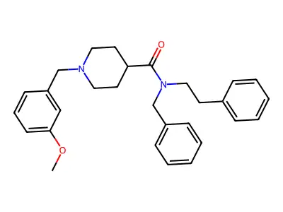 N-benzyl-1-(3-methoxybenzyl)-N-(2-phenylethyl)piperidine-4-carboxamide structure