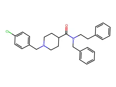 N-benzyl-1-(4-chlorobenzyl)-N-(2-phenylethyl)piperidine-4-carboxamide structure