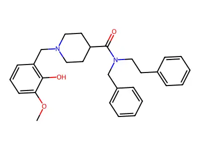 N-benzyl-1-(2-hydroxy-3-methoxybenzyl)-N-(2-phenylethyl)piperidine-4-carboxamide structure