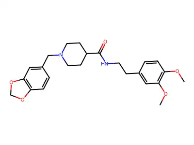 1-(1,3-benzodioxol-5-ylmethyl)-N-[2-(3,4-dimethoxyphenyl)ethyl]piperidine-4-carboxamide structure