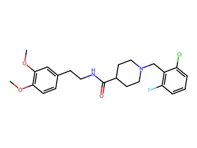1-(2-chloro-6-fluorobenzyl)-N-[2-(3,4-dimethoxyphenyl)ethyl]piperidine-4-carboxamide structure