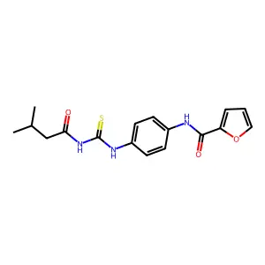 N-[4-(3-methylbutanoylcarbamothioylamino)phenyl]furan-2-carboxamide structure