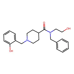 N-benzyl-N-(2-hydroxyethyl)-1-[(2-hydroxyphenyl)methyl]piperidine-4-carboxamide structure