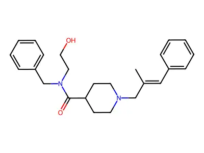 N-benzyl-N-(2-hydroxyethyl)-1-[(E)-2-methyl-3-phenylprop-2-enyl]piperidine-4-carboxamide structure