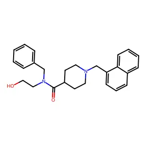 N-benzyl-N-(2-hydroxyethyl)-1-(naphthalen-1-ylmethyl)piperidine-4-carboxamide structure