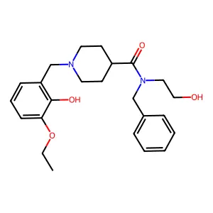 N-benzyl-1-(3-ethoxy-2-hydroxybenzyl)-N-(2-hydroxyethyl)piperidine-4-carboxamide structure